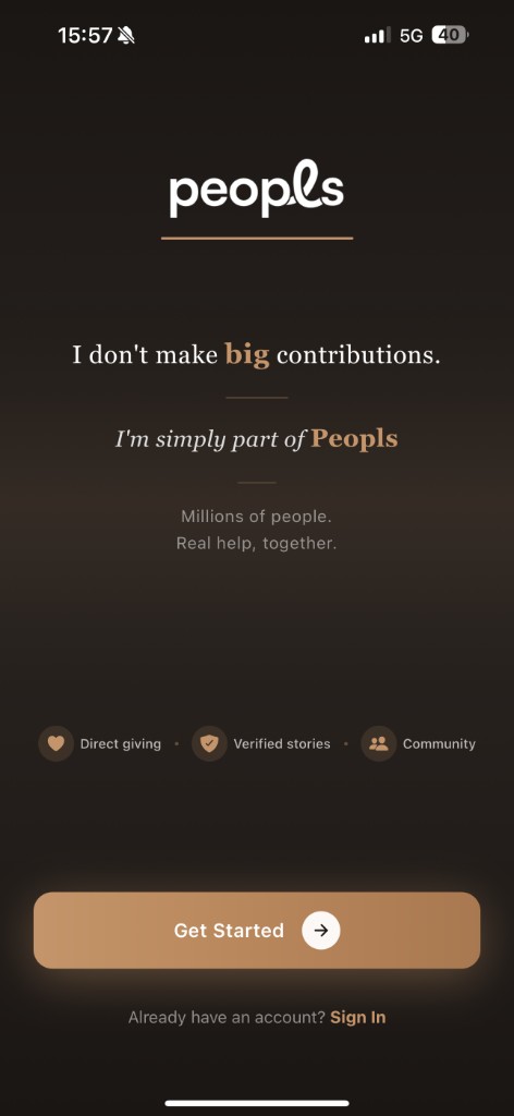 Peopls — welcome screen and get started